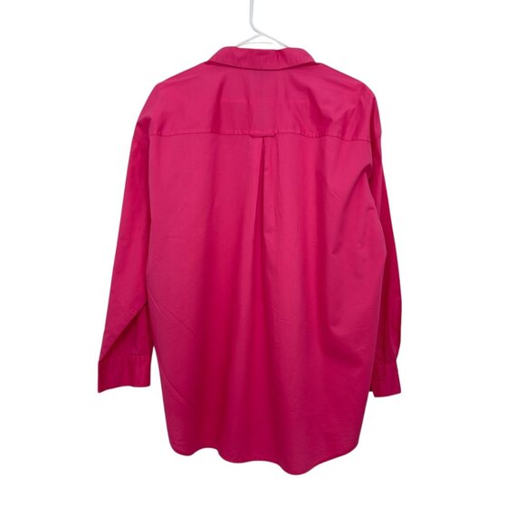 Old Navy Womens The Boyfriend Shirt Medium Pink Button-Up Collared Long Sleeve - Picture 7 of 10